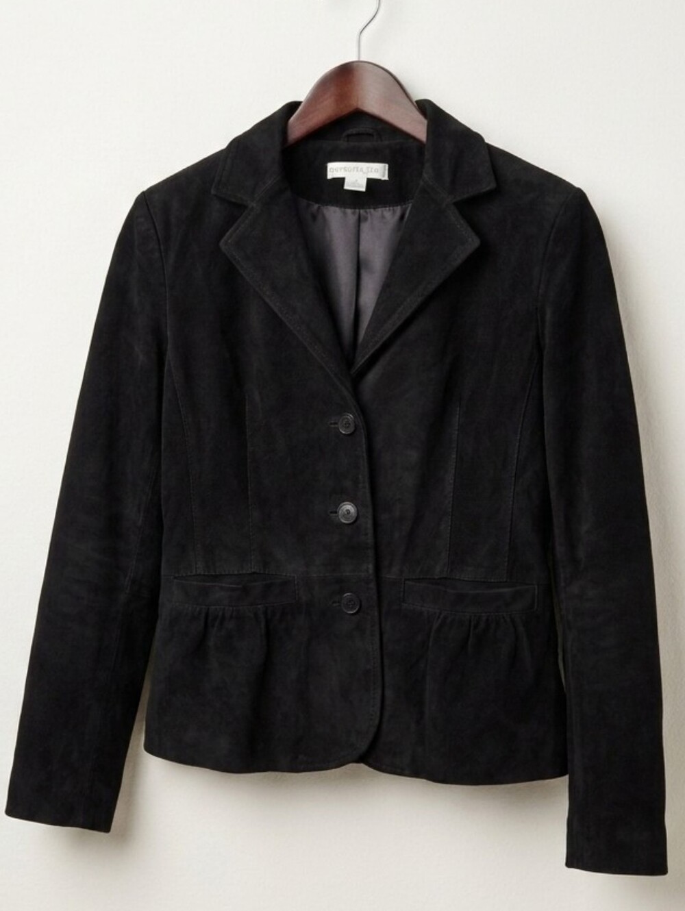 Vintage Pursuits Ltd Black Genuine Suede Leather Blazer Jacket Medium Y2K